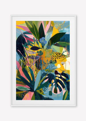 Crouching Tiger (Portrait) - Print Framed with Border White - SubTropic Art