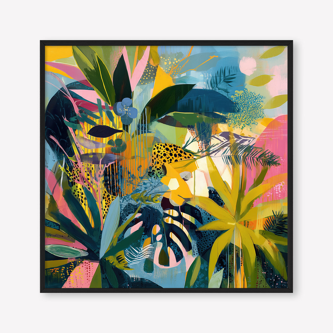 Crouching Tiger (Square) - Print Framed Black - SubTropic Art