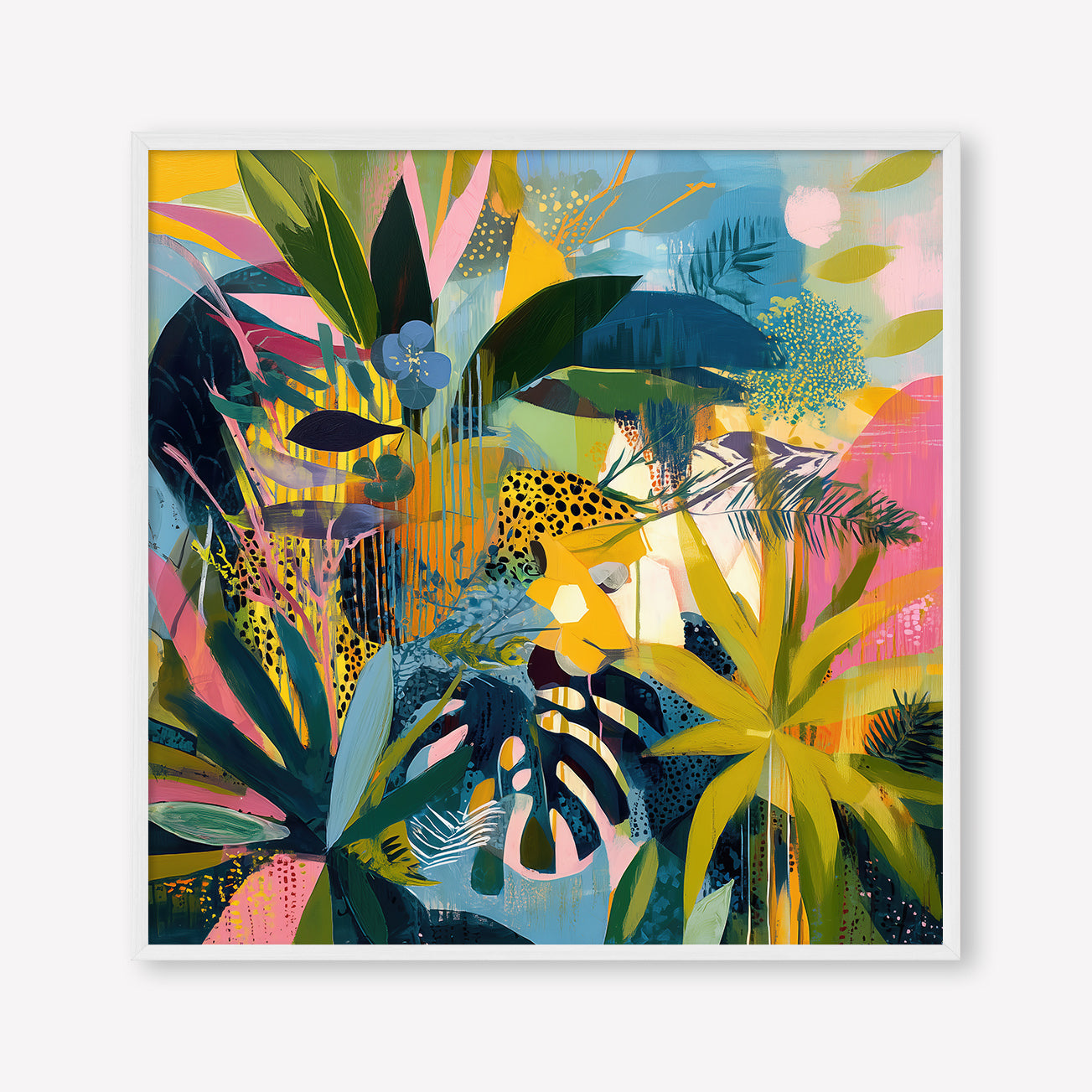 Crouching Tiger (Square) - Print Framed White - SubTropic Art