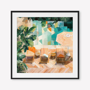 Edge of Tranquility (Square) - Print Framed with Border Black - SubTropic Art