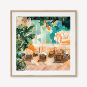 Edge of Tranquility (Square) - Print Framed with Border Oak - SubTropic Art