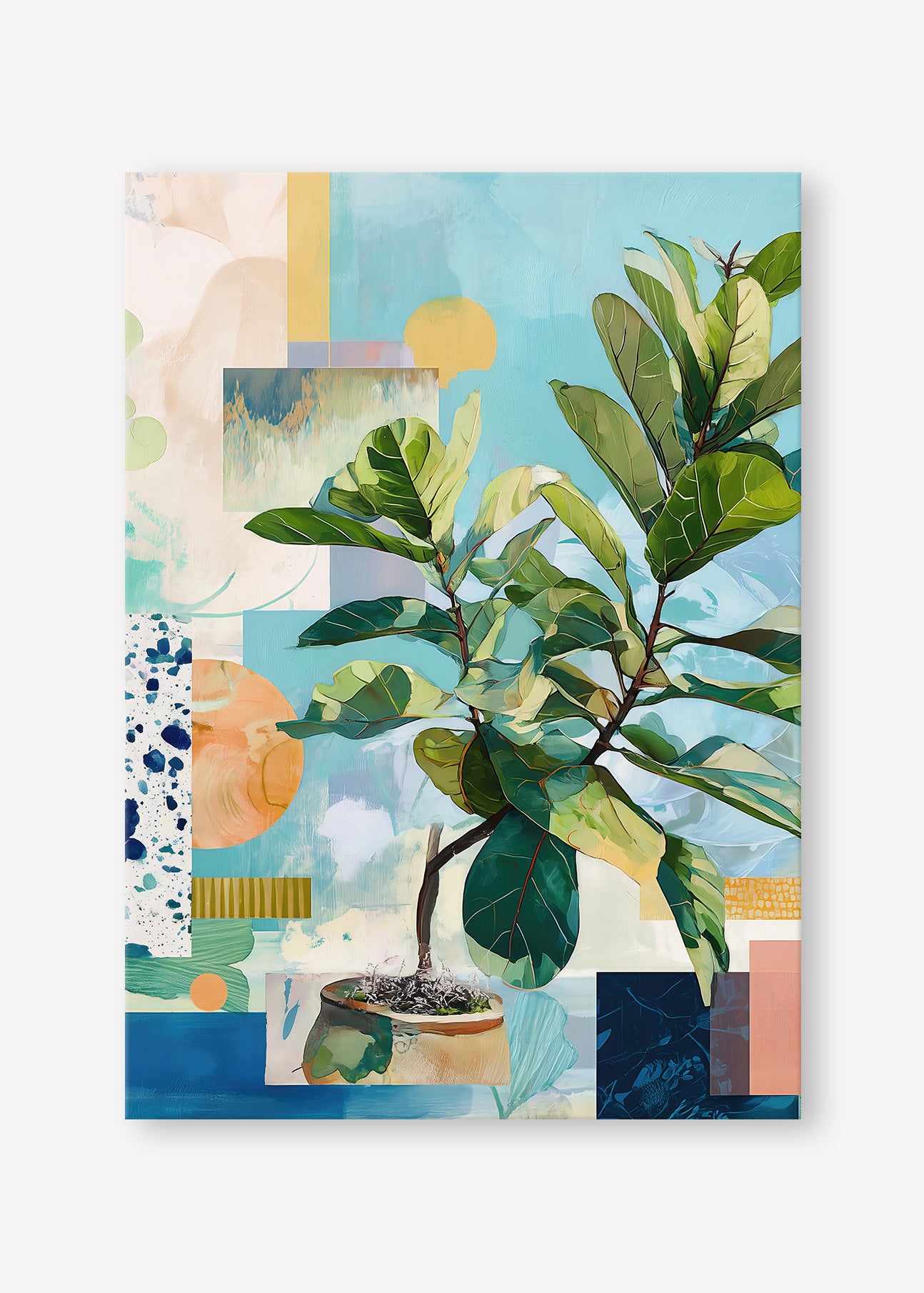 Geometric Leaf (Portrait) - Canvas Stretched No frame - SubTropic Art