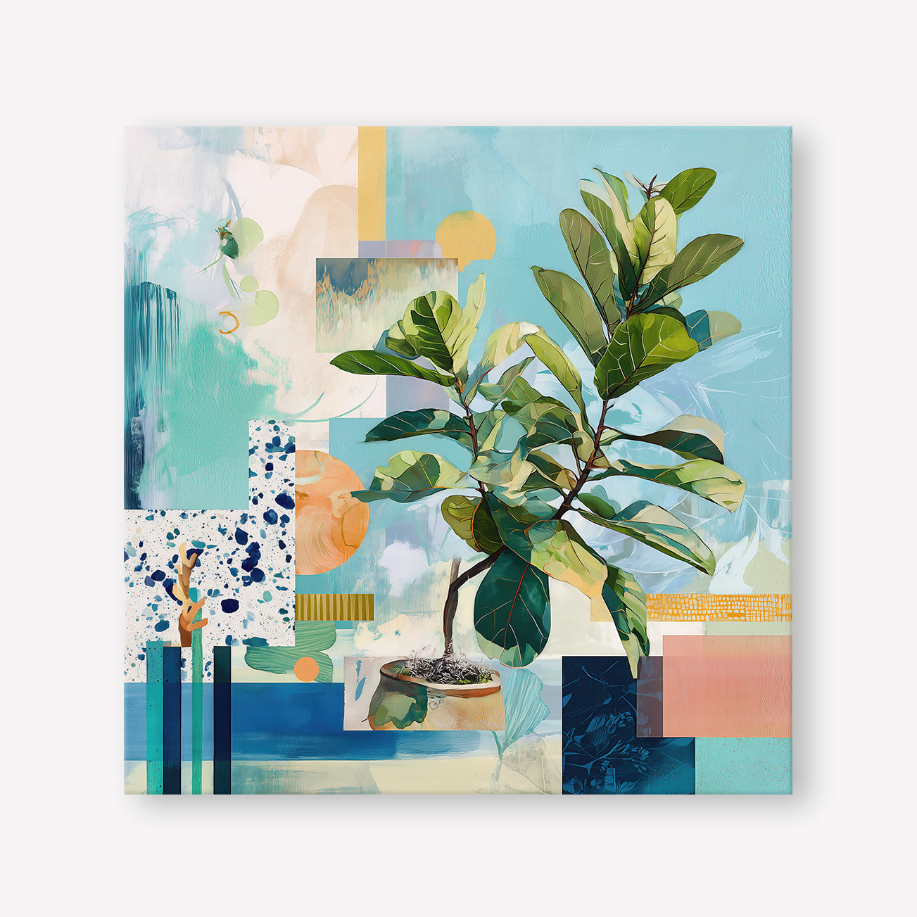 Geometric Leaf (Square) - Canvas Stretched No frame - SubTropic Art