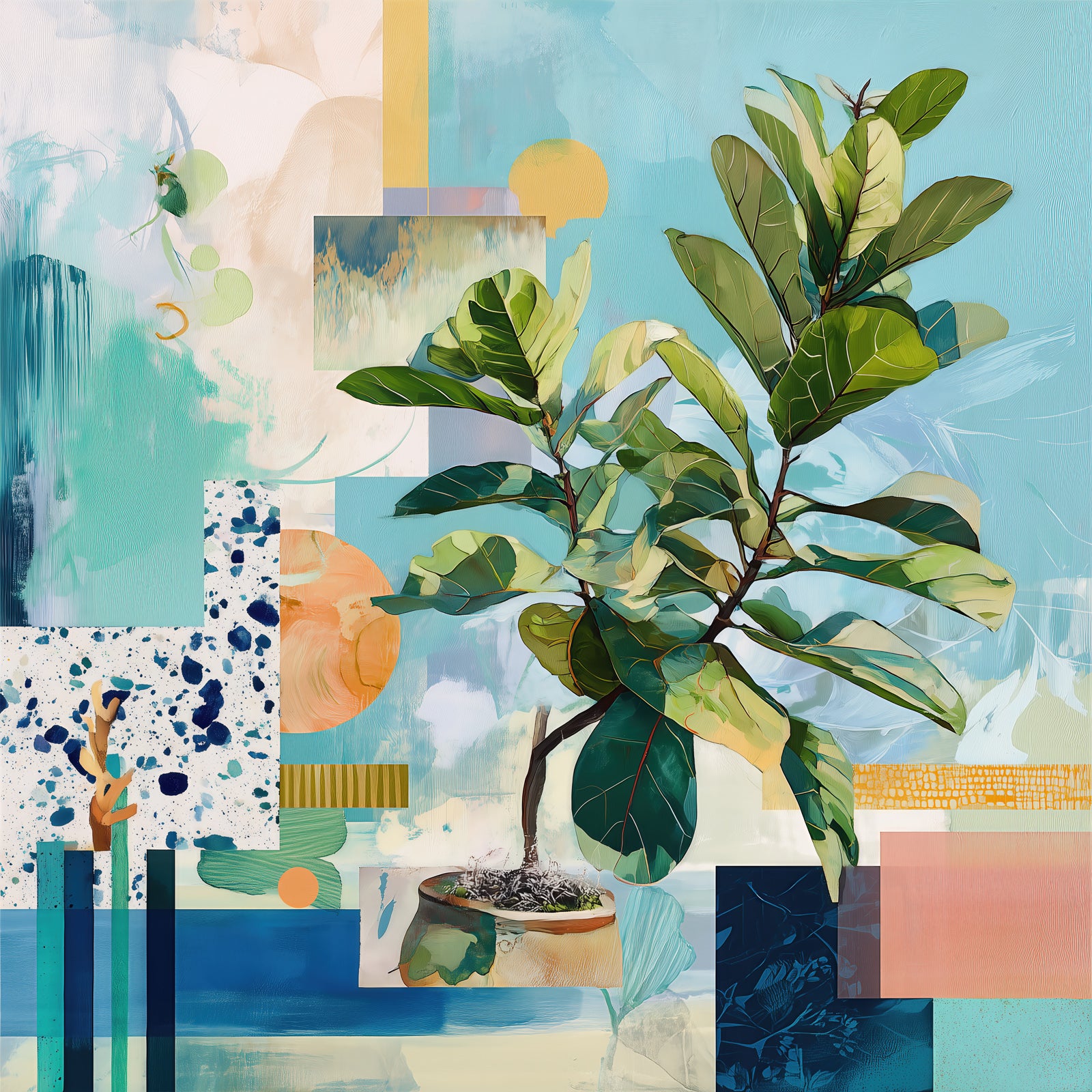 Geometric Leaf (Square)