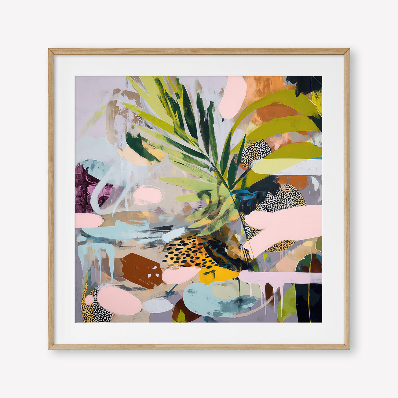 Going Sideways (Square) - Print Framed with Border Oak - SubTropic Art