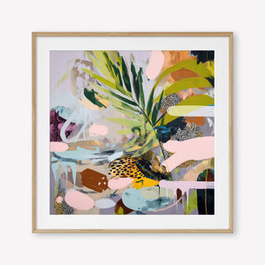 Going Sideways (Square) - Print Framed with Border Oak - SubTropic Art