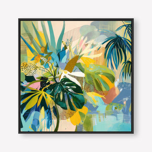 Jungle Reverie (Square) - Canvas Box Framed Black - SubTropic Art