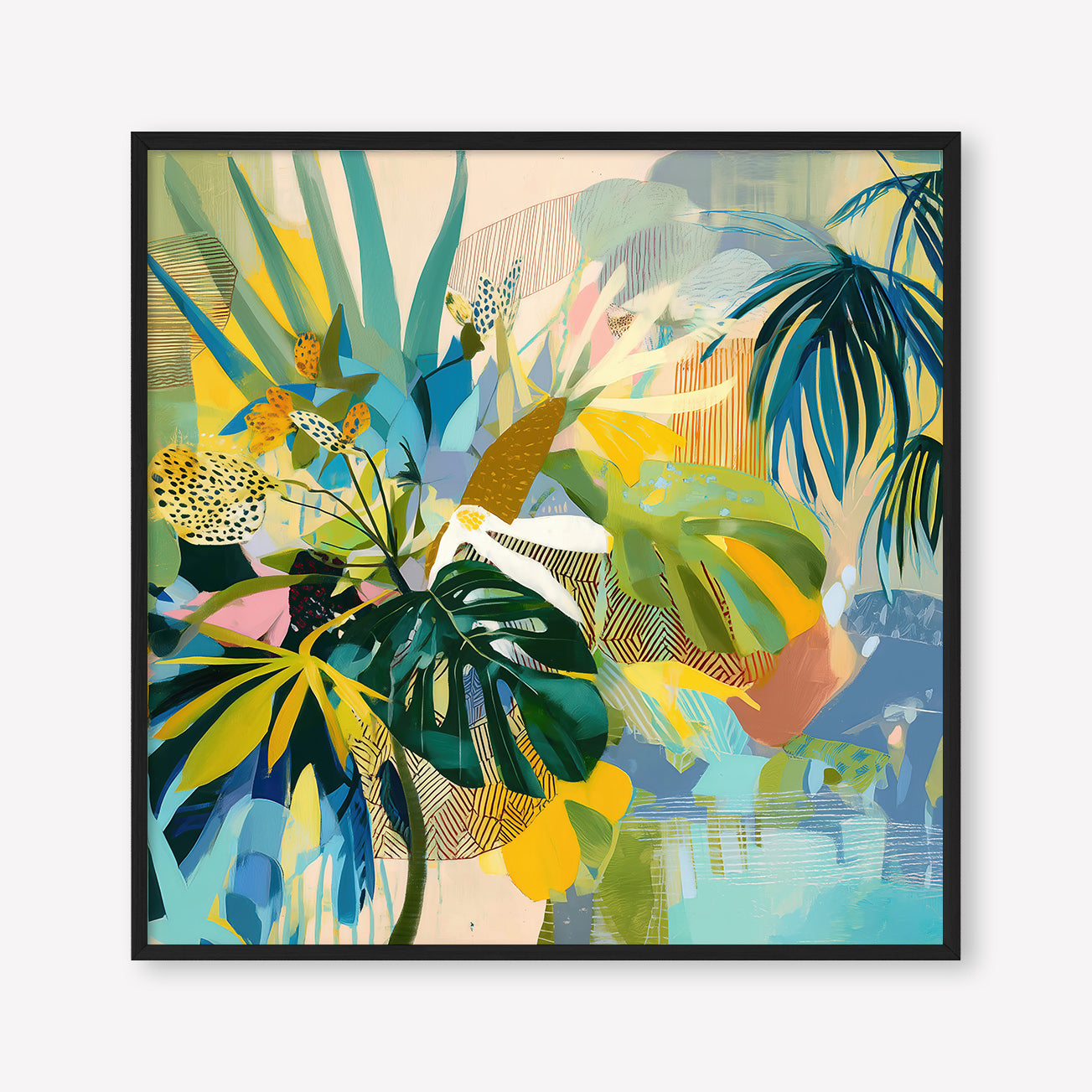 Jungle Reverie (Square) - Print Framed Black - SubTropic Art