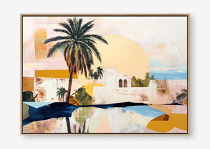 Morning Oasis (Landscape) - Canvas Box Framed Oak - SubTropic Art