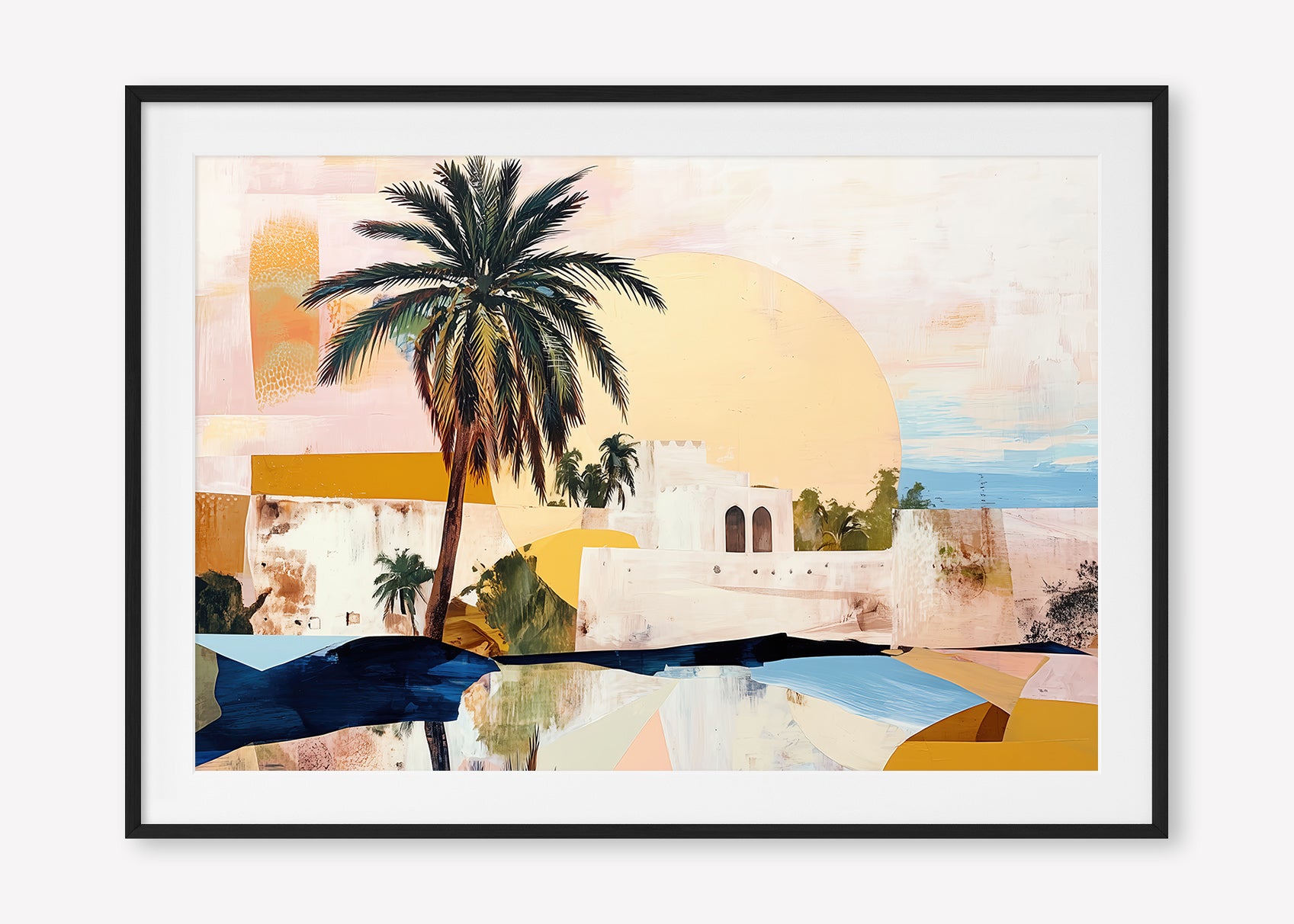 Morning Oasis (Landscape) - Print Framed with Border Black - SubTropic Art