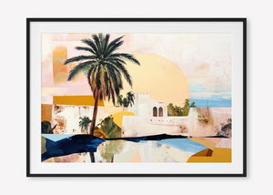 Morning Oasis (Landscape) - Print Framed with Border Black - SubTropic Art
