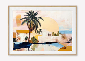 Morning Oasis (Landscape) - Print Framed with Border Oak - SubTropic Art