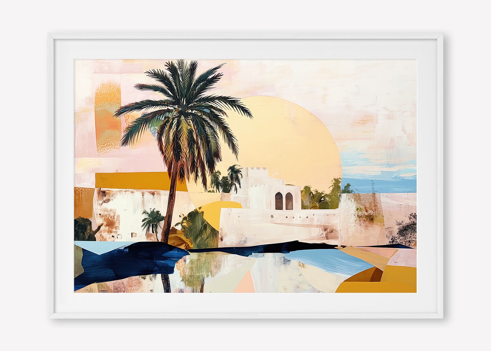 Morning Oasis (Landscape) - Print Framed with Border White - SubTropic Art