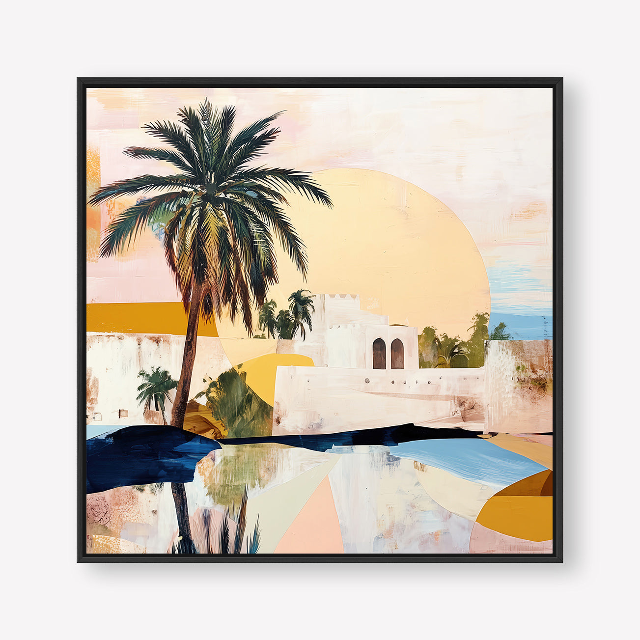 Morning Oasis (Square) - Canvas Box Framed Black - SubTropic Art