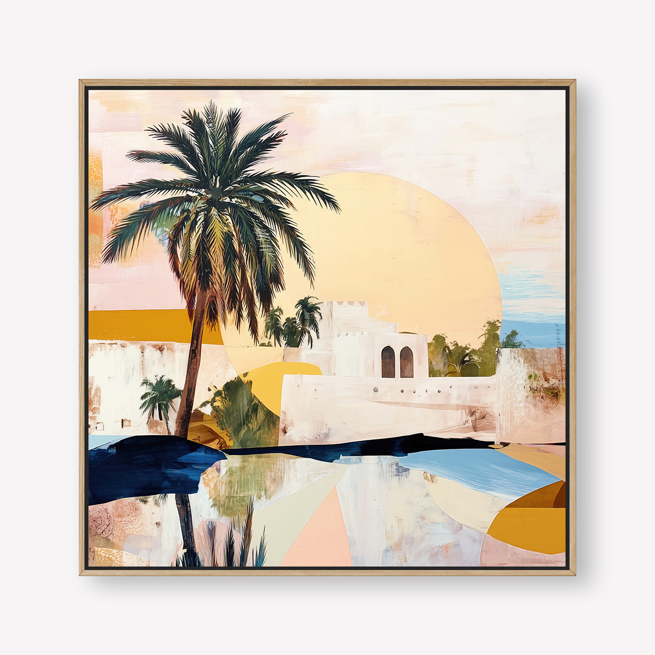 Morning Oasis (Square) - Canvas Box Framed Oak - SubTropic Art
