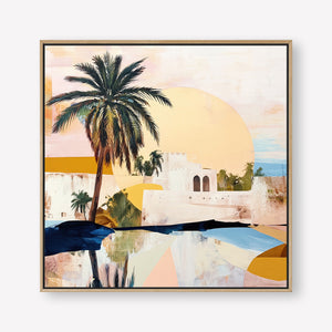 Morning Oasis (Square) - Canvas Box Framed Oak - SubTropic Art