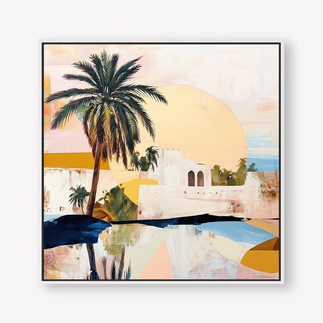 Morning Oasis (Square) - Canvas Box Framed White - SubTropic Art