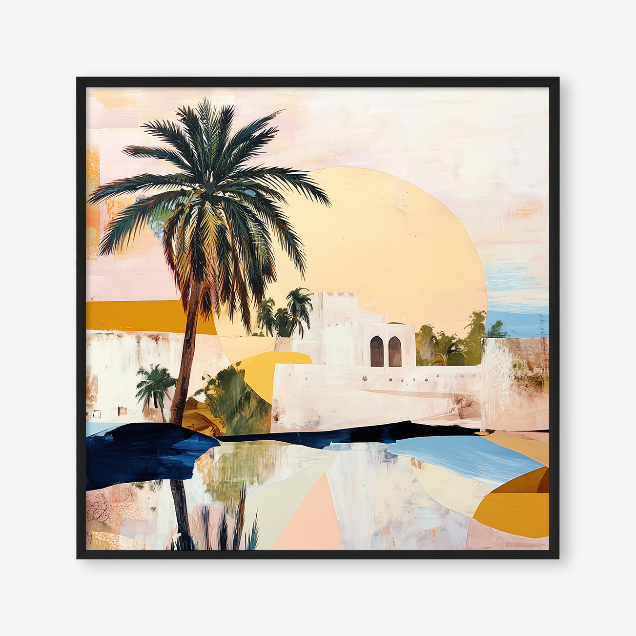 Morning Oasis (Square) - Print Framed Black - SubTropic Art