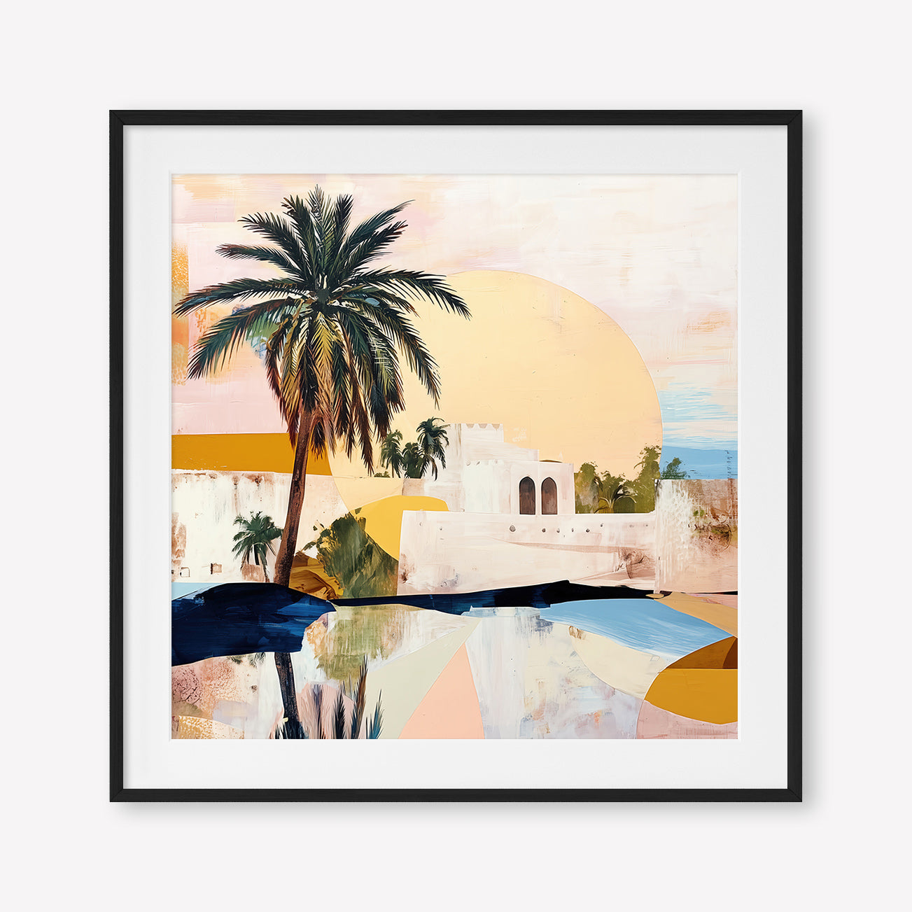 Morning Oasis (Square) - Print Framed with Border Black - SubTropic Art