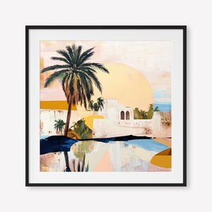 Morning Oasis (Square) - Print Framed with Border Black - SubTropic Art