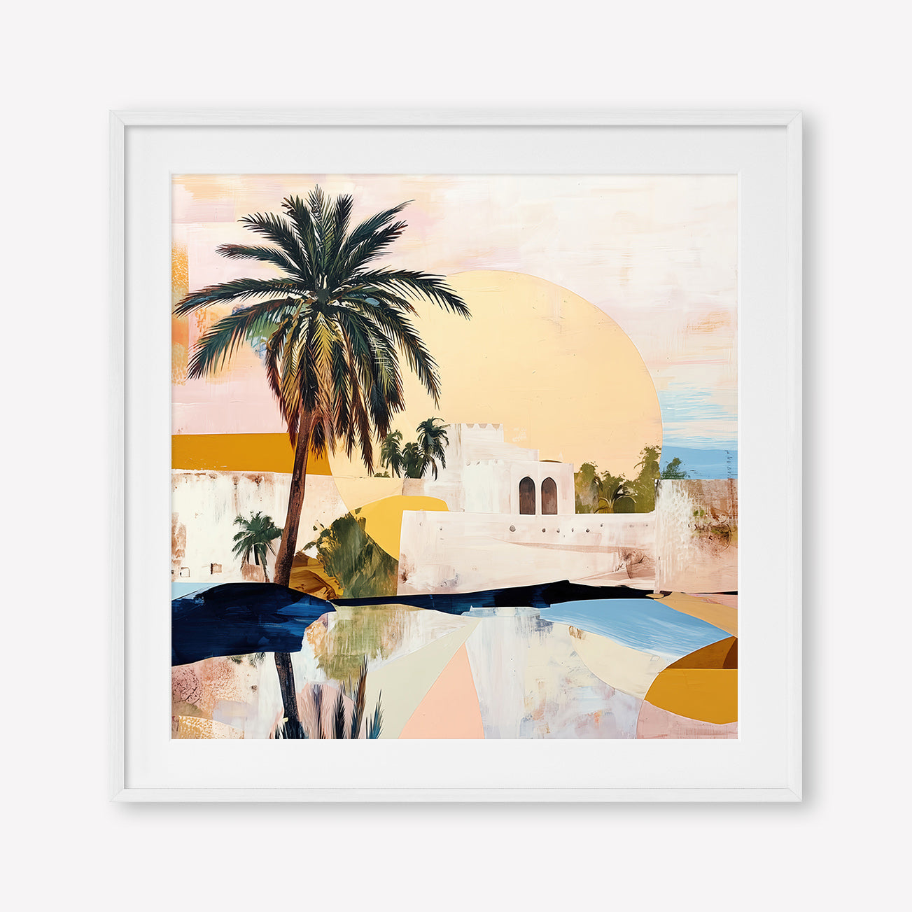 Morning Oasis (Square) - Print Framed with Border White - SubTropic Art