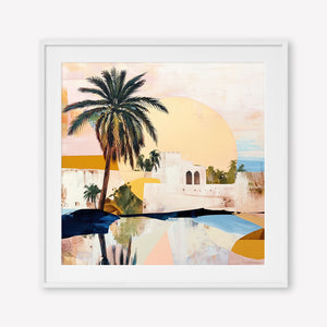 Morning Oasis (Square) - Print Framed with Border White - SubTropic Art