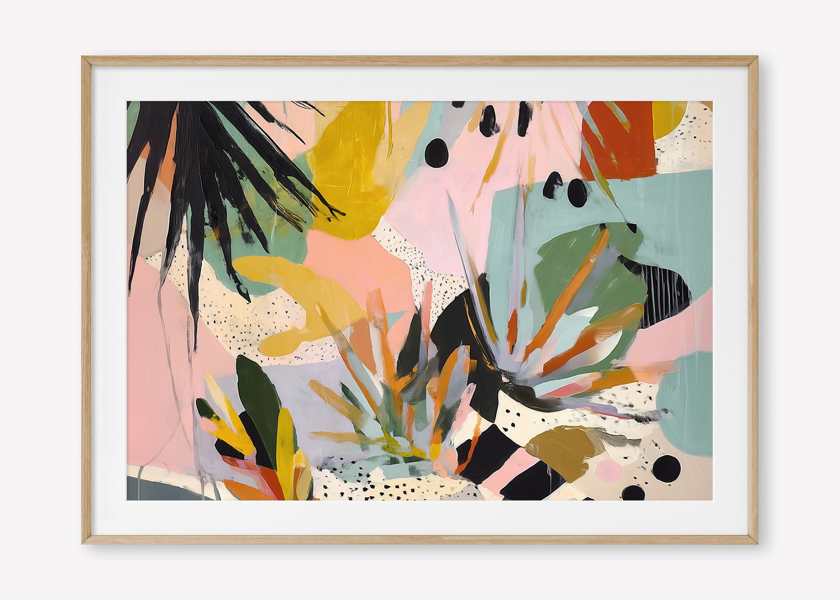 Pastel Pop (Landscape) - Print Framed with Border Oak - SubTropic Art
