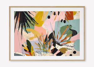 Pastel Pop (Landscape) - Print Framed with Border Oak - SubTropic Art