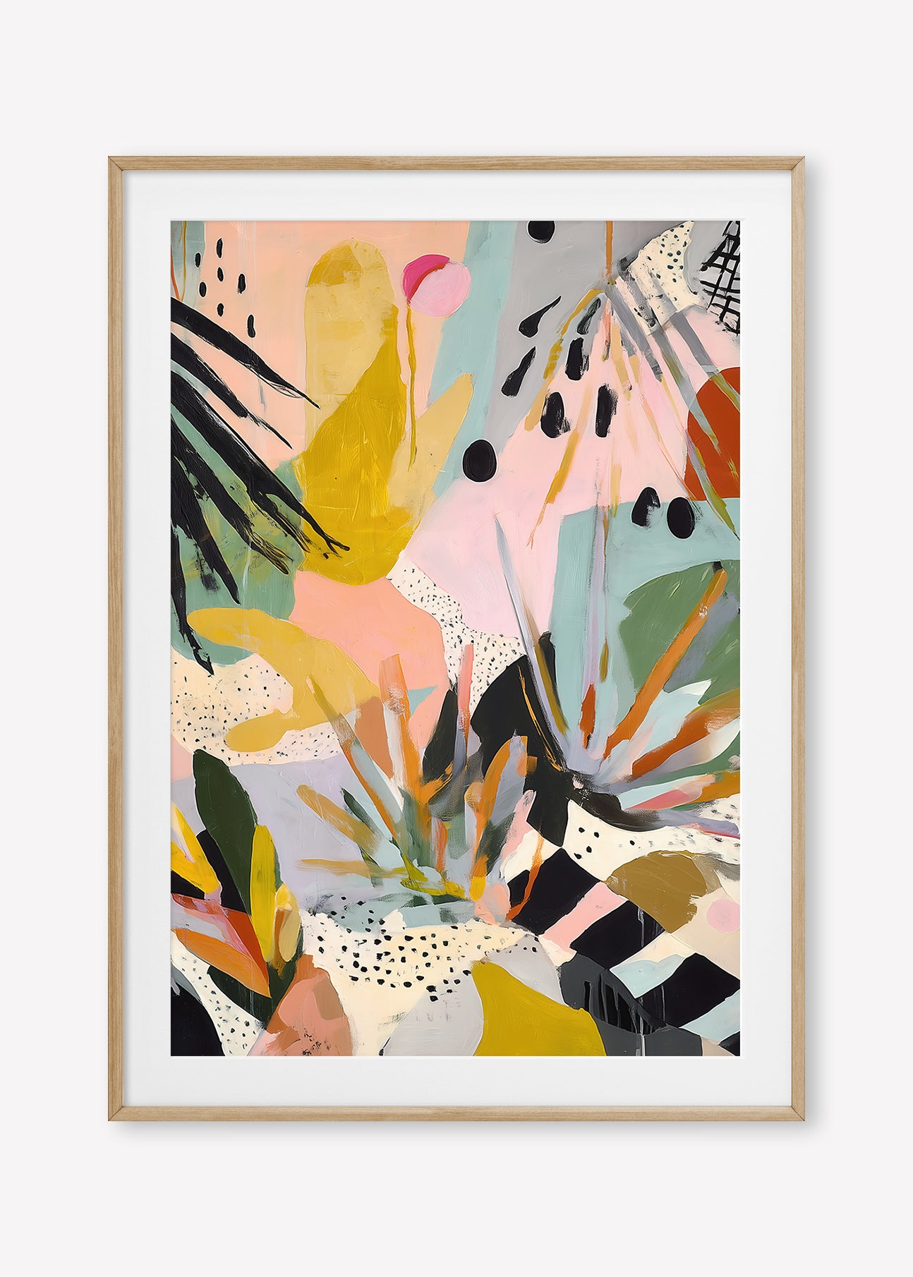 Pastel Pop (Portrait) - Print Framed with Border Oak - SubTropic Art