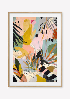 Pastel Pop (Portrait) - Print Framed with Border Oak - SubTropic Art