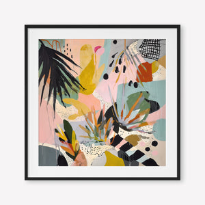 Pastel Pop (Square) - Print Framed with Border Black - SubTropic Art