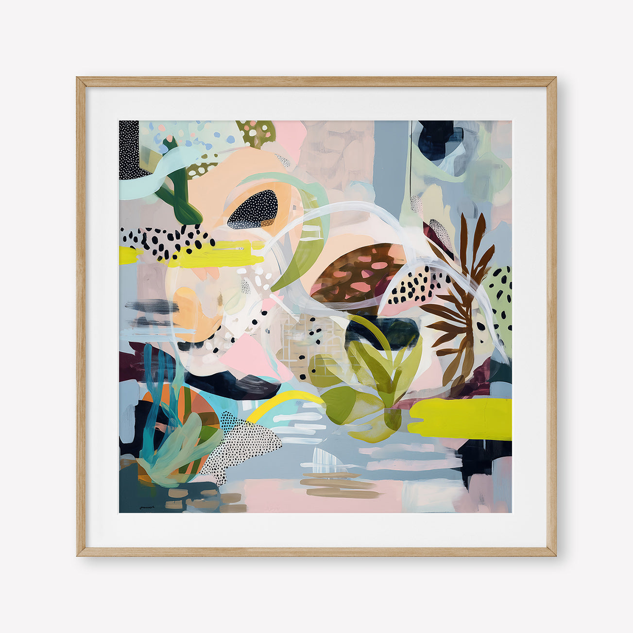 Submerged Tranquillity (Square) - Print Framed with Border Oak - SubTropic Art