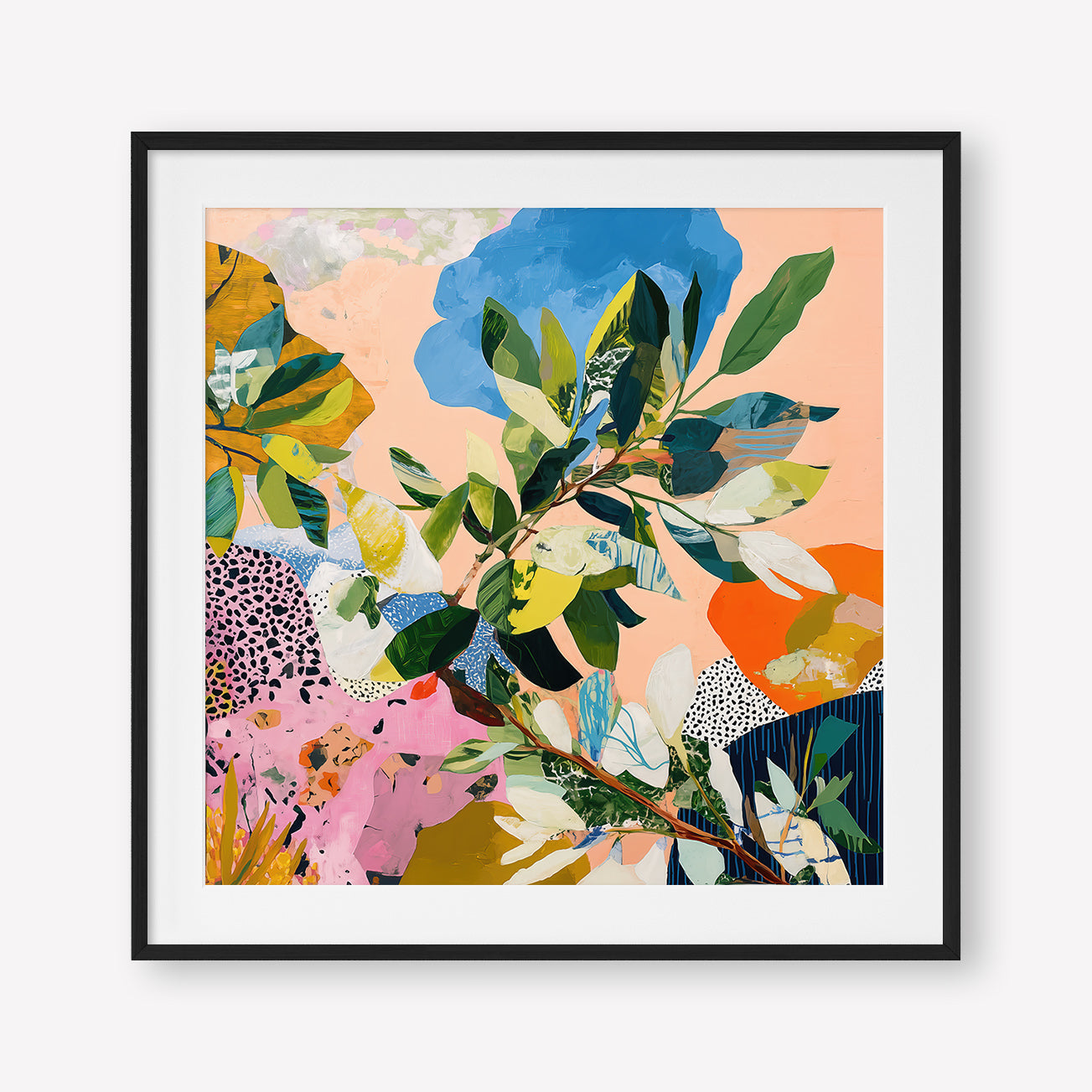 Sunset Espresso (Square) - Print Framed with Border Black - SubTropic Art