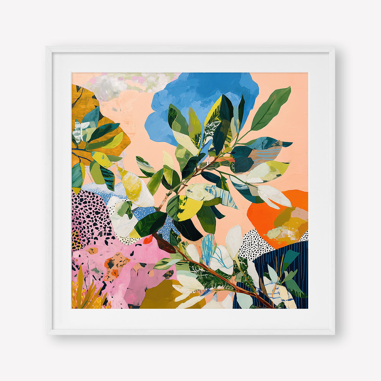 Sunset Espresso (Square) - Print Framed with Border White - SubTropic Art