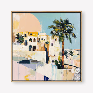 Sunset Shore (Square) - Canvas Box Framed Oak - SubTropic Art
