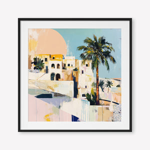 Sunset Shore (Square) - Print Framed with Border Black - SubTropic Art
