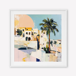 Sunset Shore (Square) - Print Framed with Border White - SubTropic Art