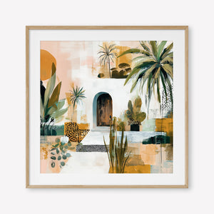 The Sanctuary (Square) - Print Framed with Border Oak - SubTropic Art